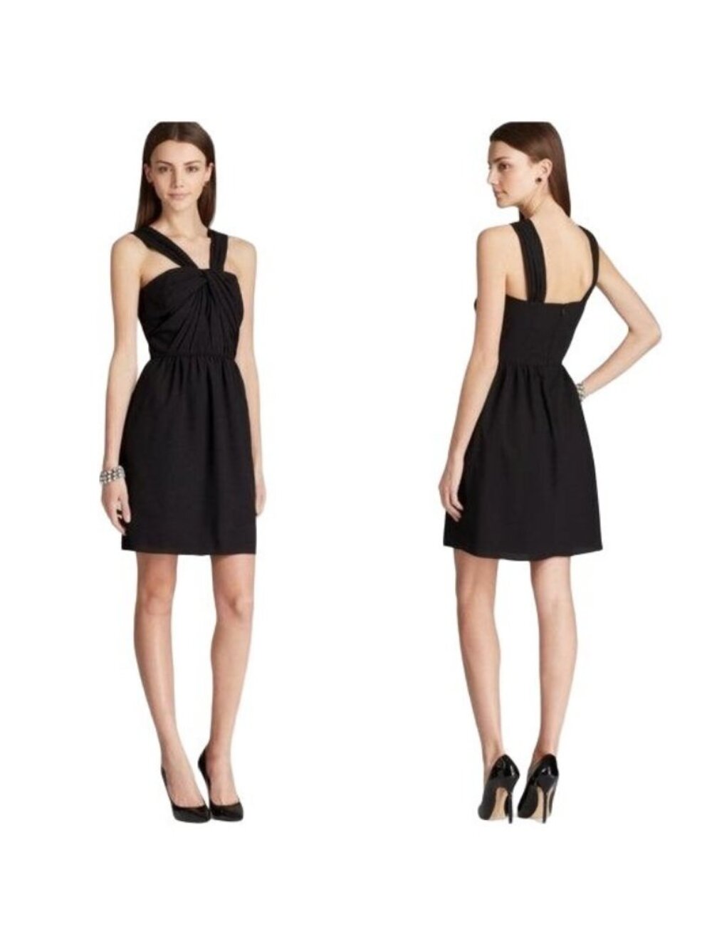 Shoshanna Womens Black Twist Front Draped Sleeveless Cocktail Dress Size 4 NWT